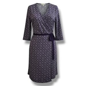 LuLaRoe Women’s Geometric Wrap Dress Purple White Size Large